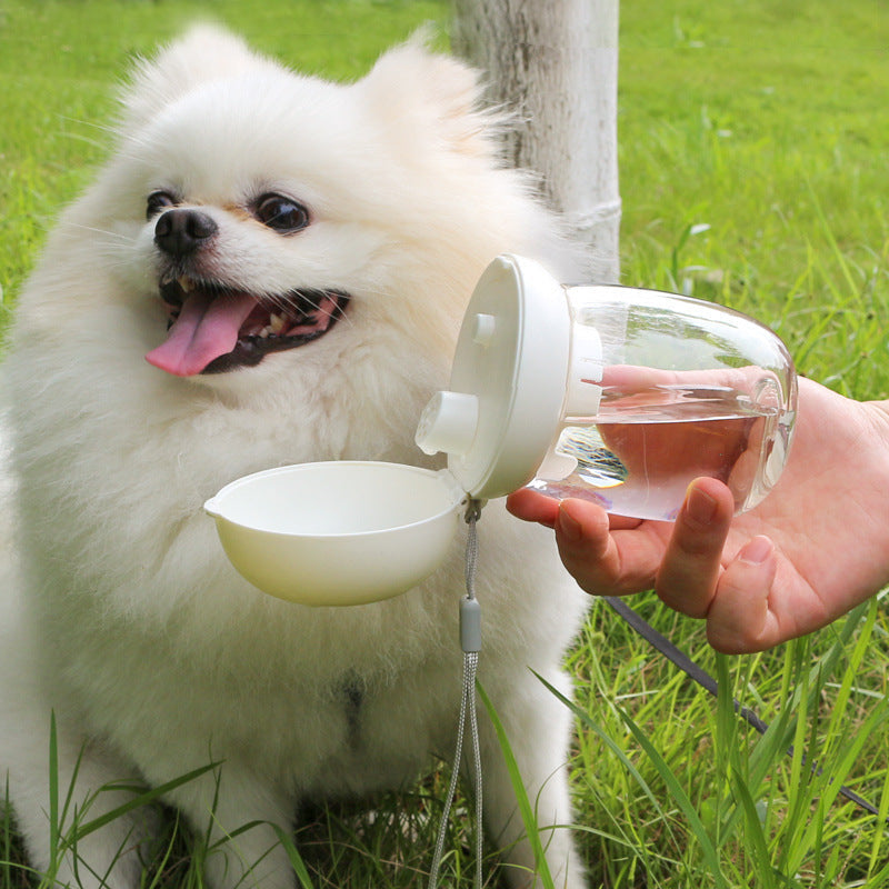 KFX-8755901 Foldable and Portable Outdoor Drinking Cup for Pets - 300ml Plastic in Pink, White, and Light Green