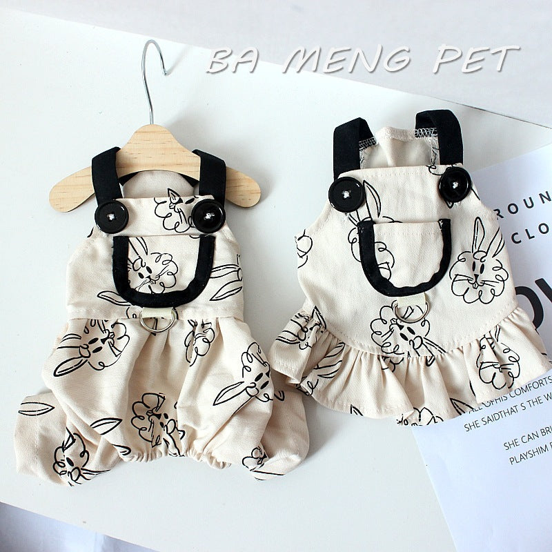 KFX-8756413 Pet Dog Cotton Overalls with DZ Rabbit Suspenders in Various Sizes