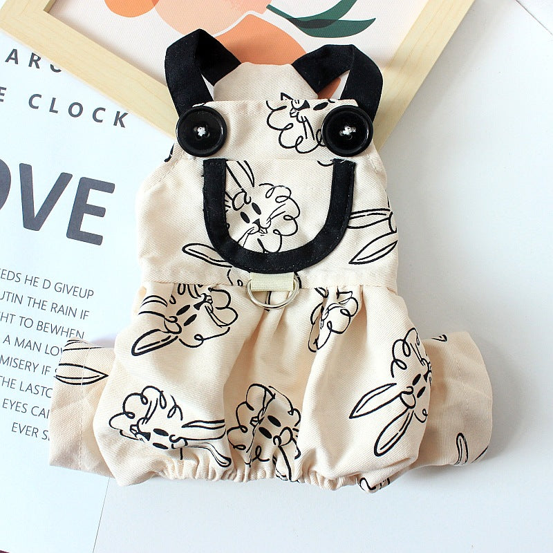 KFX-8756413 Pet Dog Cotton Overalls with DZ Rabbit Suspenders in Various Sizes