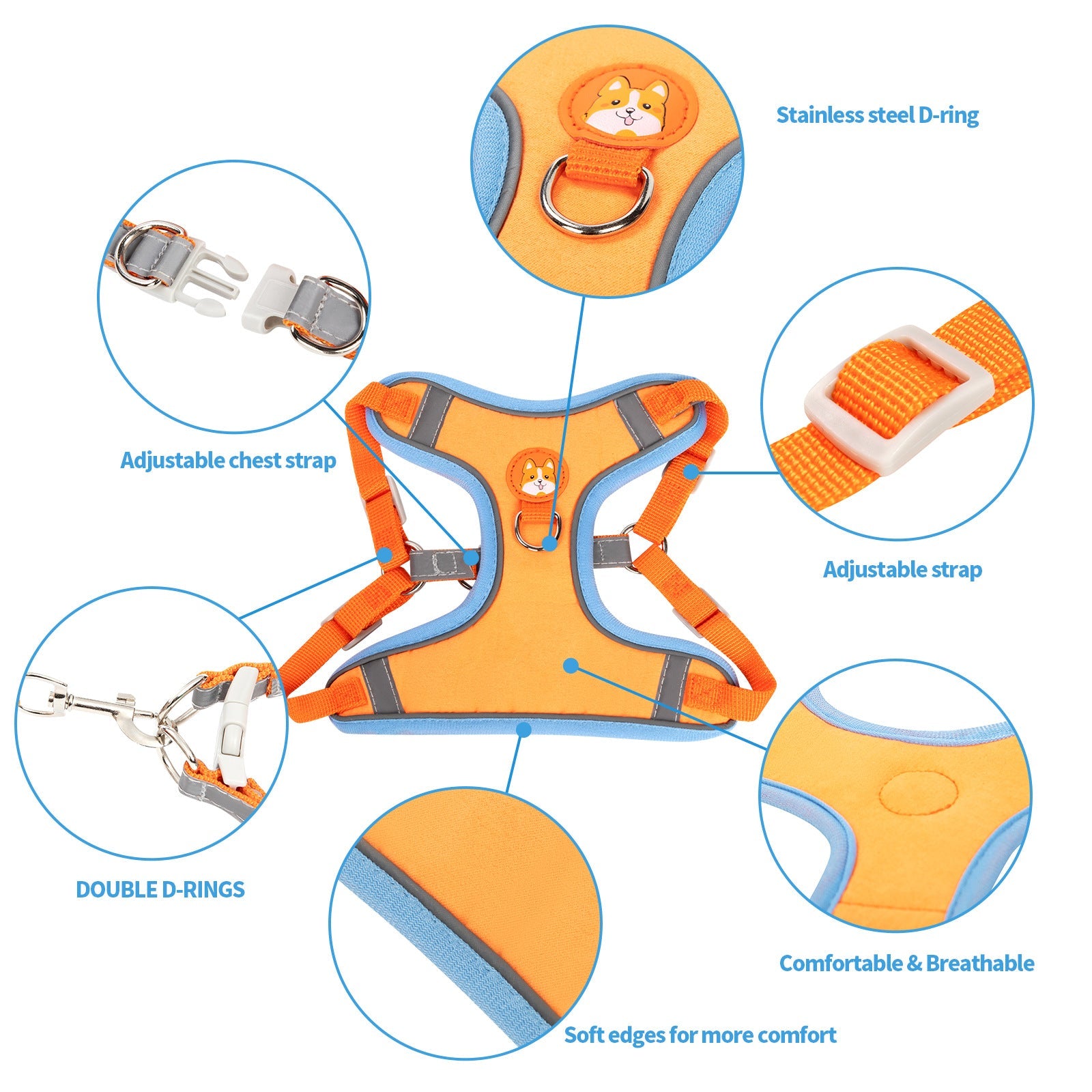 KFX-8759101 Adjustable Anti-Breaking Dog Harness with Haulage Rope - Available in Multiple Colors
