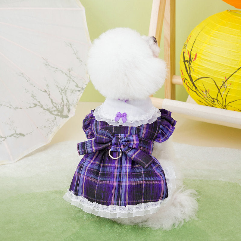 KFX-8760381 Summer Pet Clothing Casual Skirt for Cats and Dogs in Red, Blue, and Purple