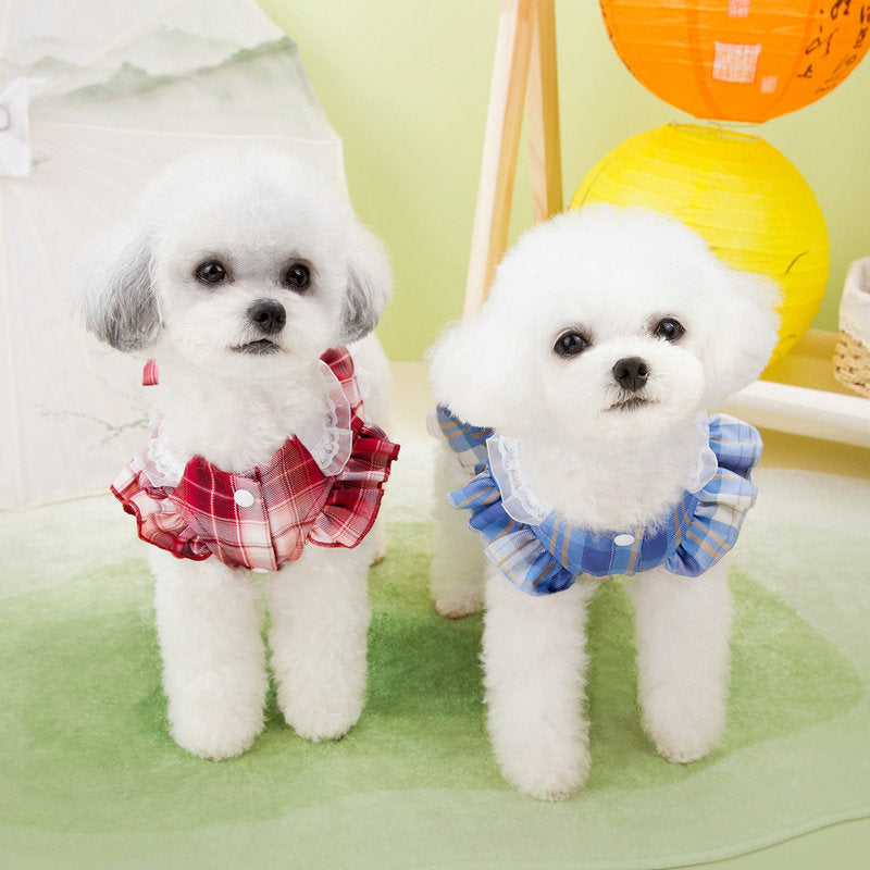 KFX-8760381 Summer Pet Clothing Casual Skirt for Cats and Dogs in Red, Blue, and Purple