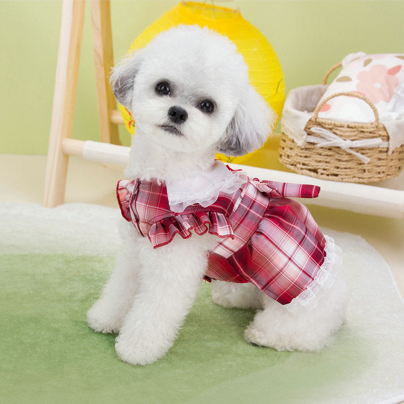 KFX-8760381 Summer Pet Clothing Casual Skirt for Cats and Dogs in Red, Blue, and Purple