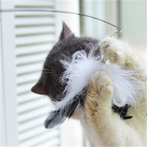 KFX-8760637 Super Flexible Cat Toy Stick with Telescopic Rod and Replaceable Heads