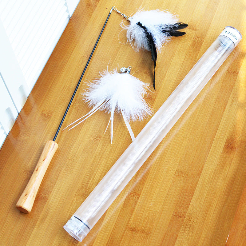 KFX-8760637 Super Flexible Cat Toy Stick with Telescopic Rod and Replaceable Heads