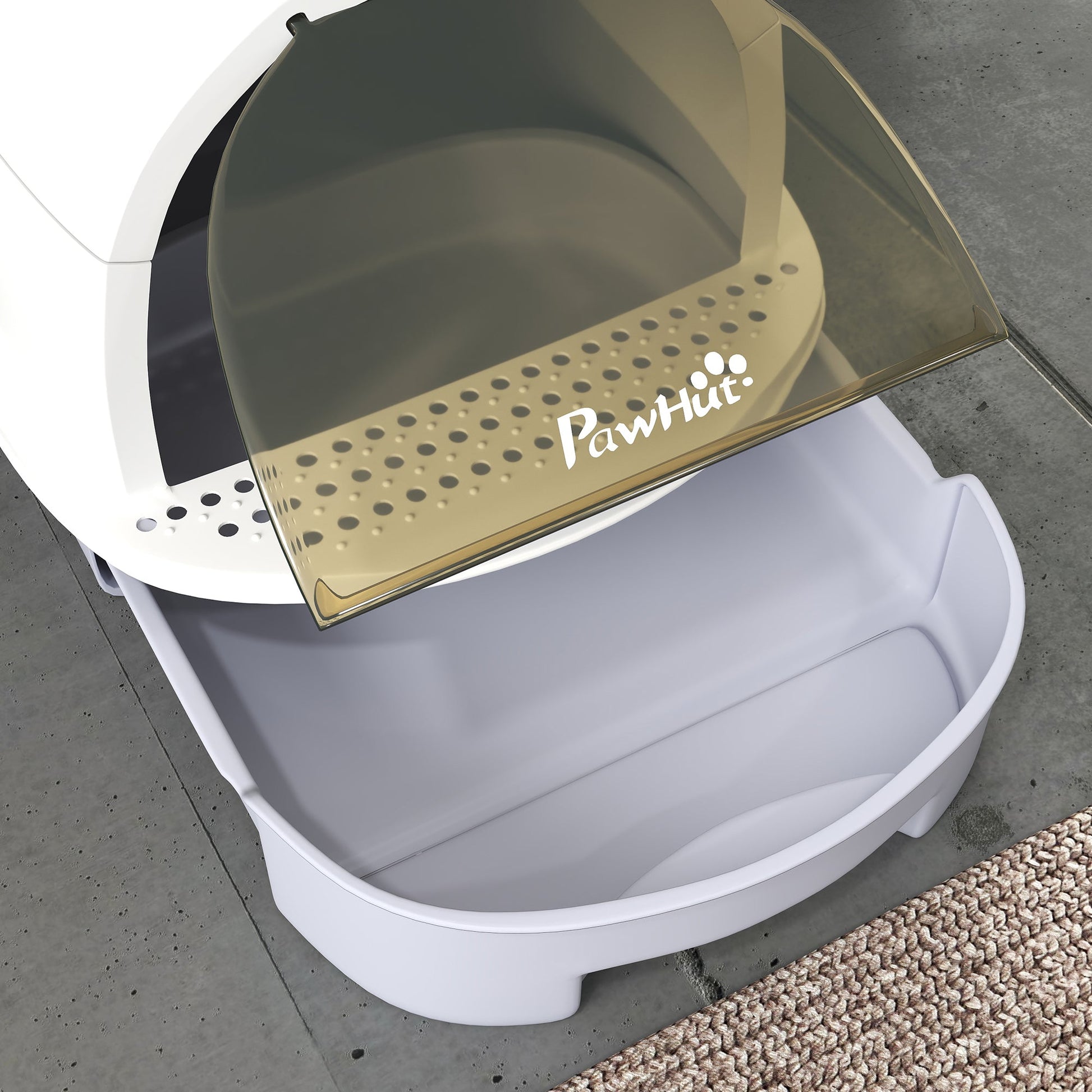 KFX-8761277 Enclosed Cat Litter Box with Lid, Scoop, and Deodorizing Bags for Odor Control, Gray