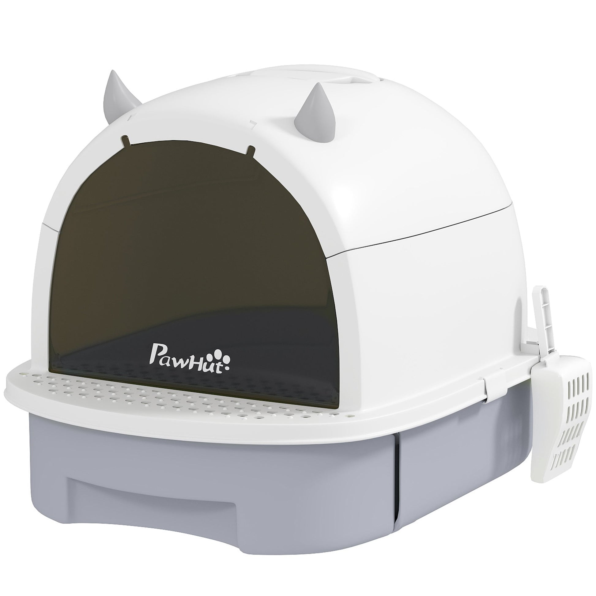 KFX-8761277 Enclosed Cat Litter Box with Lid, Scoop, and Deodorizing Bags for Odor Control, Gray