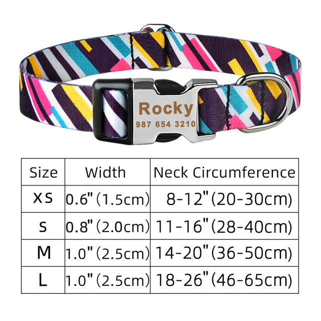 KFX-8761661 Personalized Eco-friendly Adjustable Dog Collar with Engraved ID Tag for All Breeds