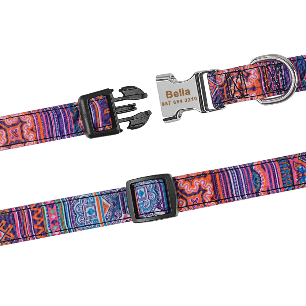 KFX-8761661 Personalized Eco-friendly Adjustable Dog Collar with Engraved ID Tag for All Breeds