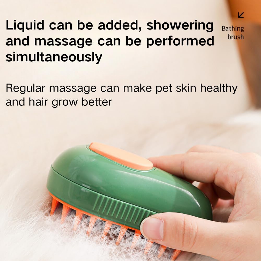 KFX-8763069 3-in-1 Cat Steam Brush with Water Spray for Grooming and Massage - Self-Cleaning Comb for Cats and Dogs