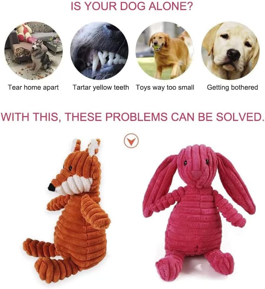 KFX-8765245 Plush Squeaky Chew Toy for Small to Medium Dogs, Interactive and Dental Care