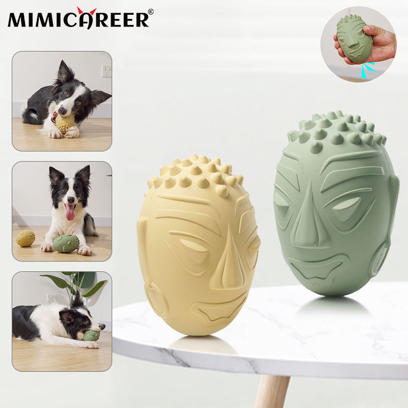 KFX-8766397 Rubber Retro Voice Dog Toy in Light Turmeric and Avocado Green