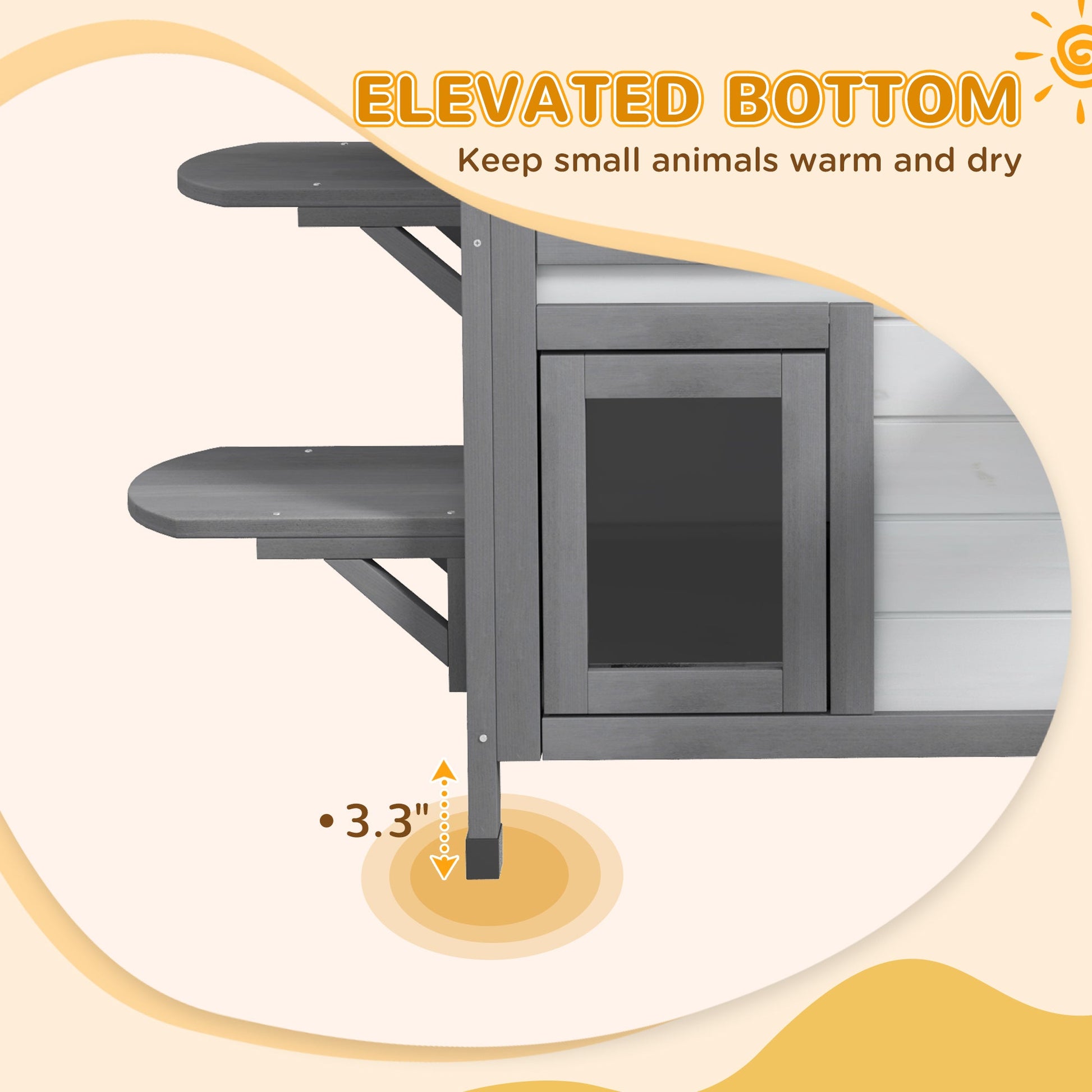 KFX-8771389 2-Story Weatherproof Wooden Cat House with Escape Door and Climbing Ledges - White