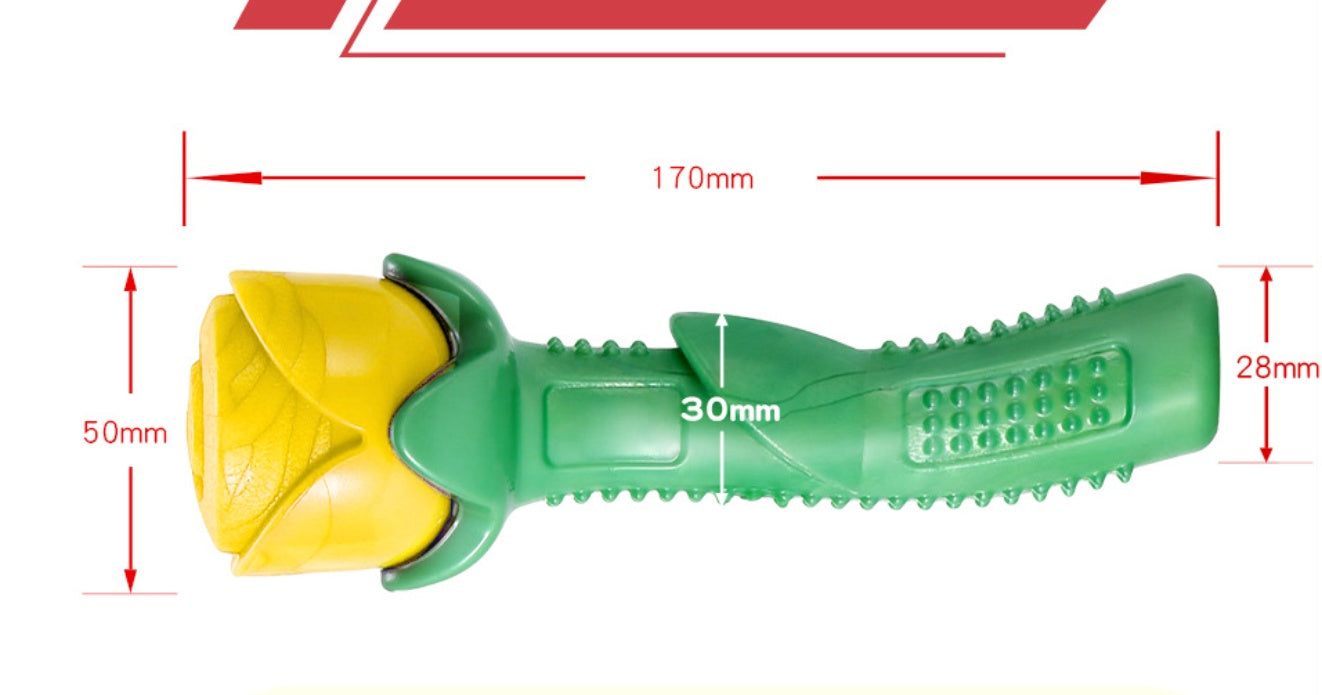 KFX-8772157 Durable TPE Yellow Rose Dog Teether Molar Stick for Healthy Chewing