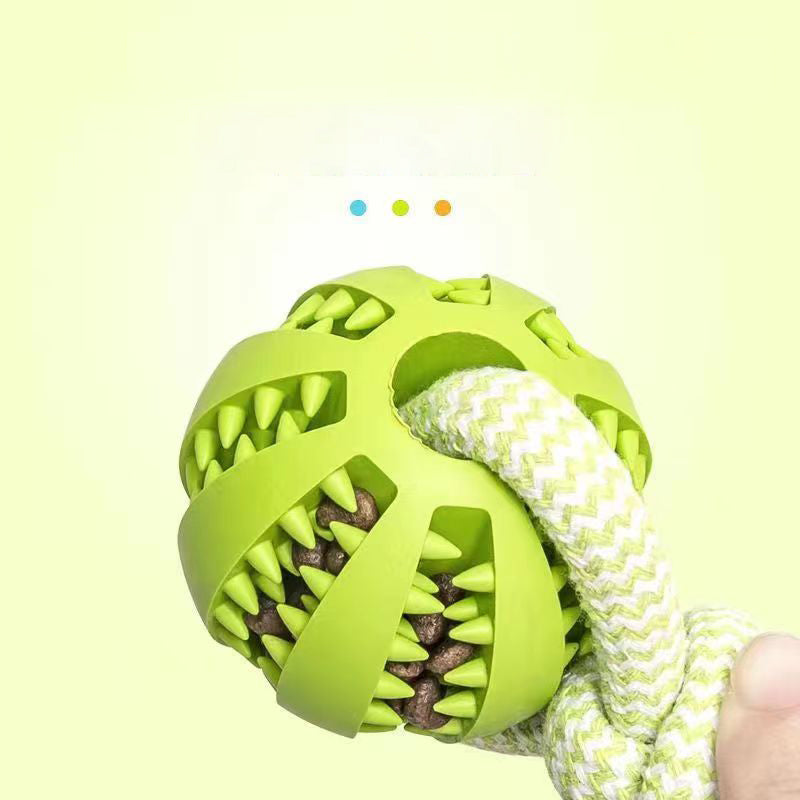KFX-8772797 Durable Interactive Dog Toy with Treat Ball and Cotton Rope for Chewing and Dental Health
