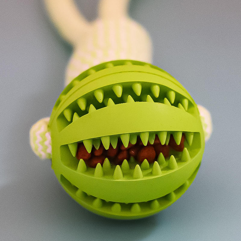 KFX-8772797 Durable Interactive Dog Toy with Treat Ball and Cotton Rope for Chewing and Dental Health