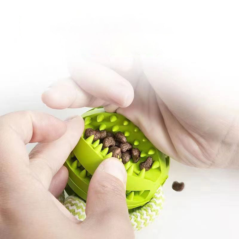 KFX-8772797 Durable Interactive Dog Toy with Treat Ball and Cotton Rope for Chewing and Dental Health