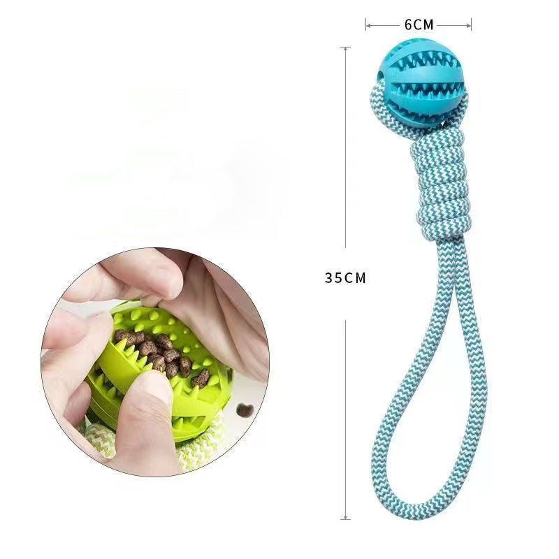 KFX-8772797 Durable Interactive Dog Toy with Treat Ball and Cotton Rope for Chewing and Dental Health