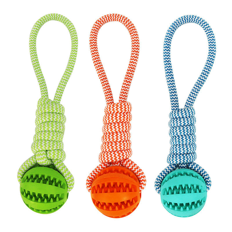 KFX-8772797 Durable Interactive Dog Toy with Treat Ball and Cotton Rope for Chewing and Dental Health