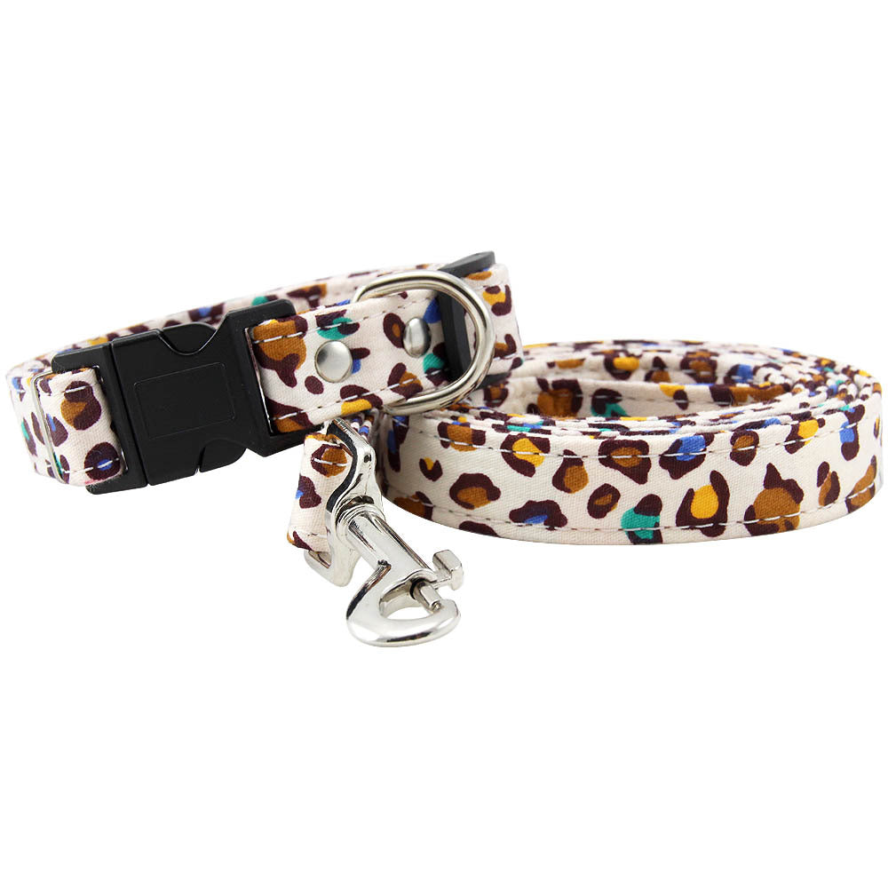 KFX-8773309 Pure Cotton Adjustable Dog Collar with Leash - Multiple Sizes Available