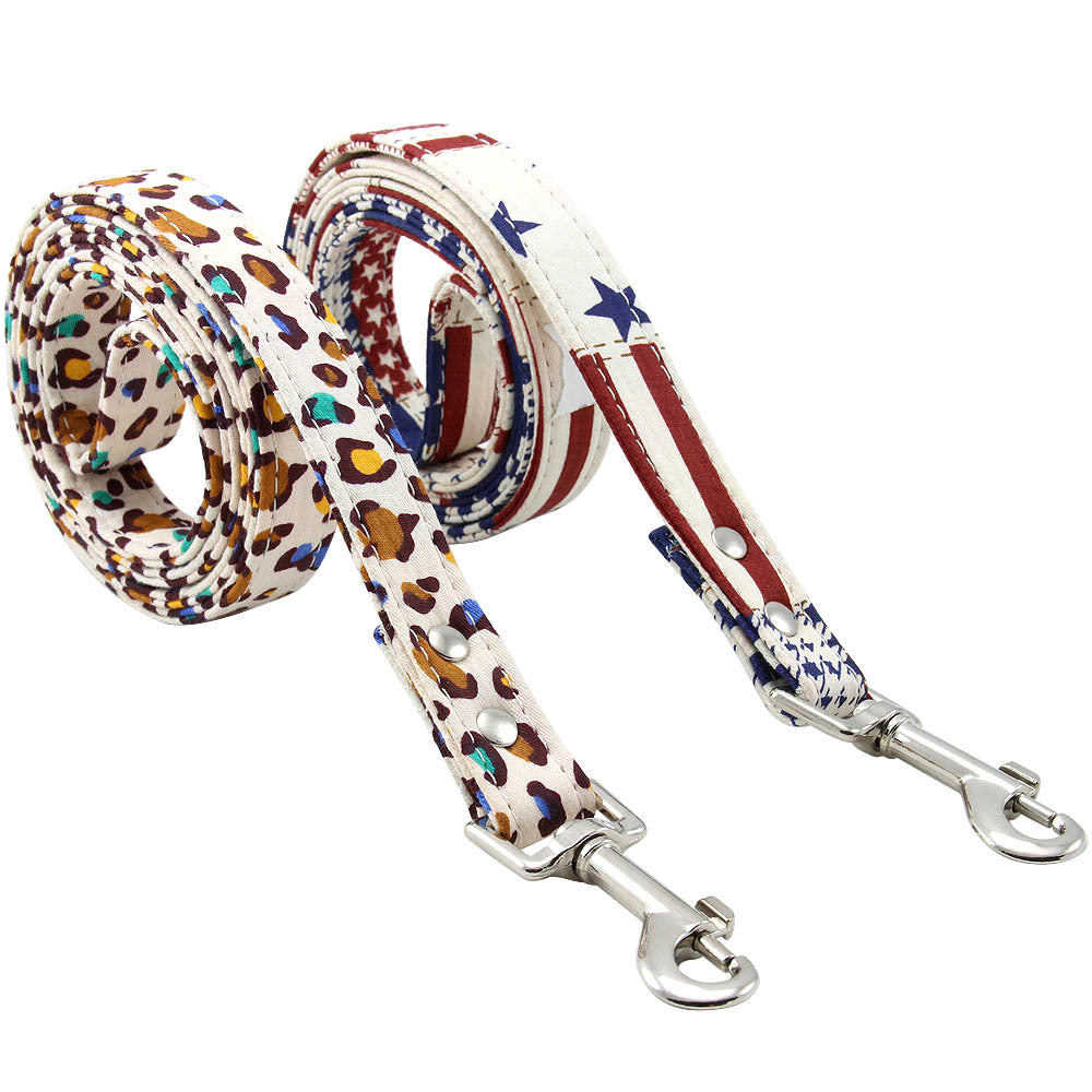KFX-8773309 Pure Cotton Adjustable Dog Collar with Leash - Multiple Sizes Available