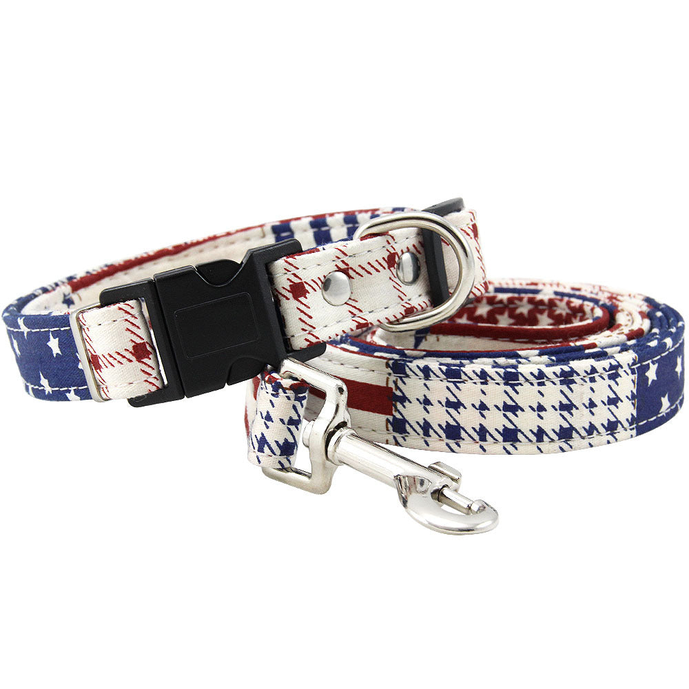 KFX-8773309 Pure Cotton Adjustable Dog Collar with Leash - Multiple Sizes Available