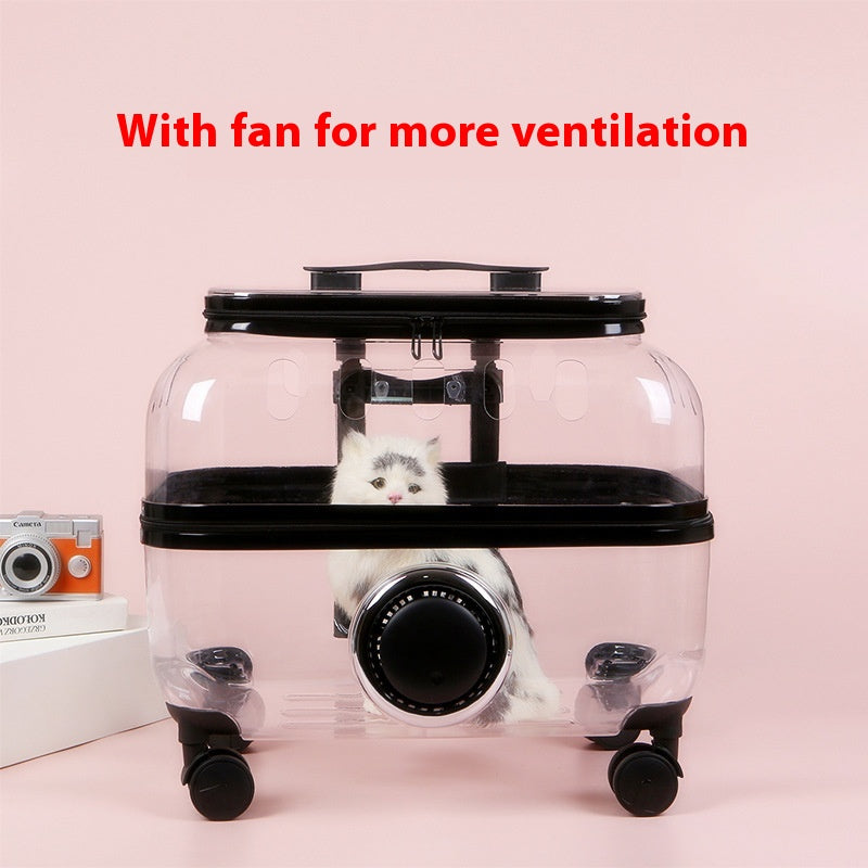 KFX-8773565 Transparent Cat Trolley Bag with Fresh Air System and Protective Covers for Travel