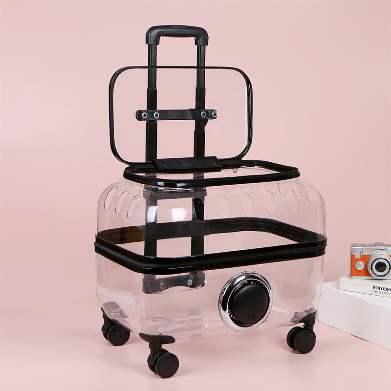 KFX-8773565 Transparent Cat Trolley Bag with Fresh Air System and Protective Covers for Travel