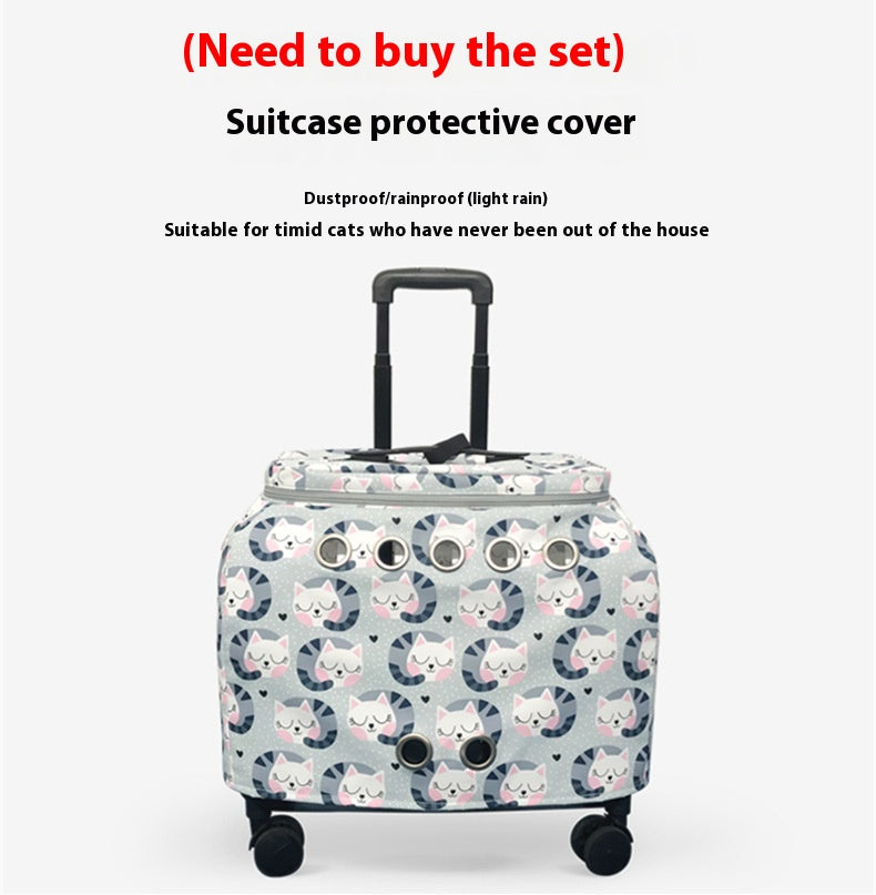 KFX-8773565 Transparent Cat Trolley Bag with Fresh Air System and Protective Covers for Travel