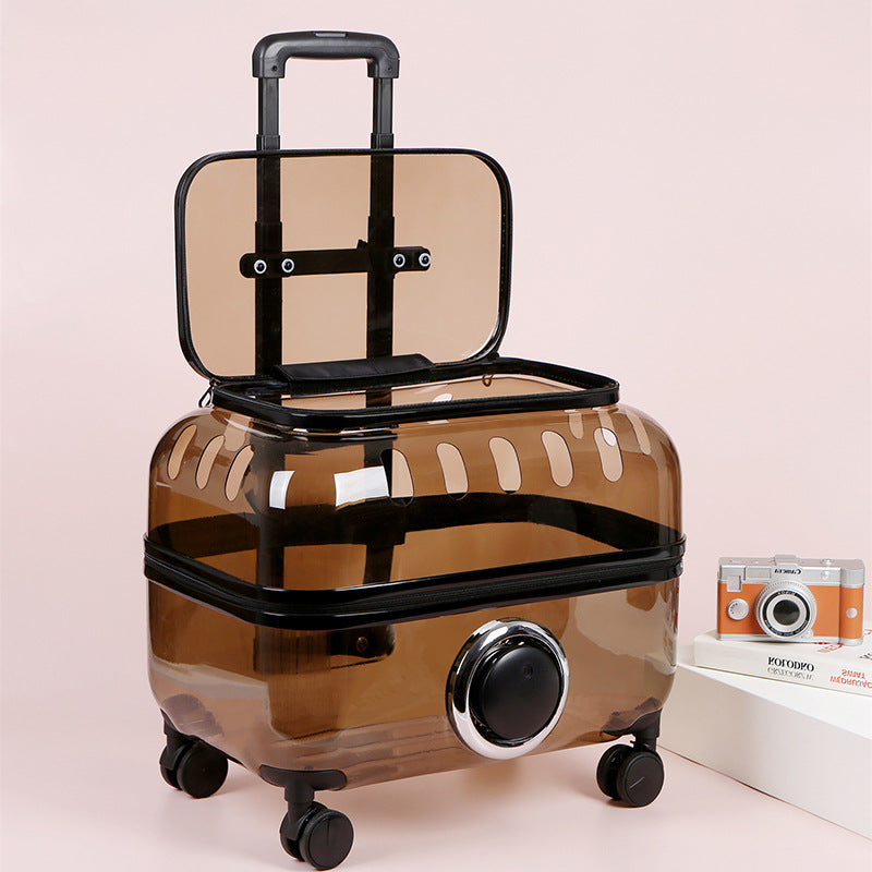 KFX-8773565 Transparent Cat Trolley Bag with Fresh Air System and Protective Covers for Travel