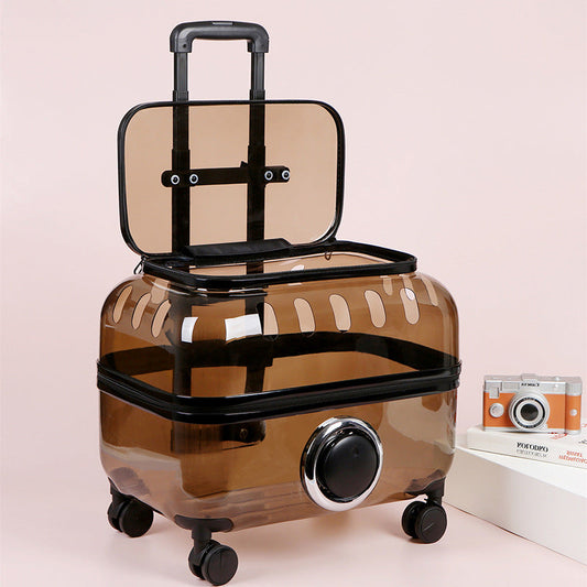 KFX-8773565 Transparent Cat Trolley Bag with Fresh Air System and Protective Covers for Travel