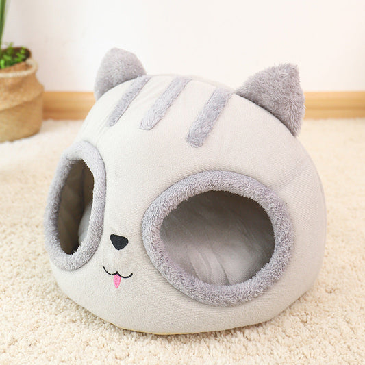 KFX-8775357 Cozy Cartoon Pet Bed for Cats and Dogs - Warm Wool & Polyester Sleeping Bag