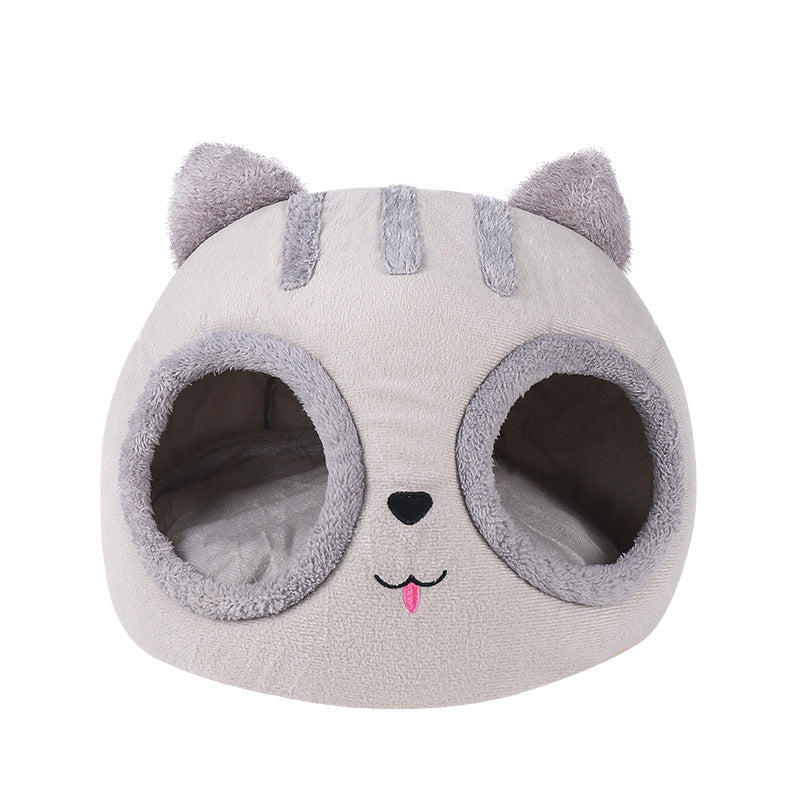 KFX-8775357 Cozy Cartoon Pet Bed for Cats and Dogs - Warm Wool & Polyester Sleeping Bag