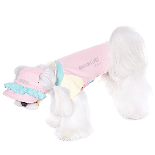 KFX-8775869 Pink Dog Hat for Small Breeds with Exposed Ears, Casual Summer Style