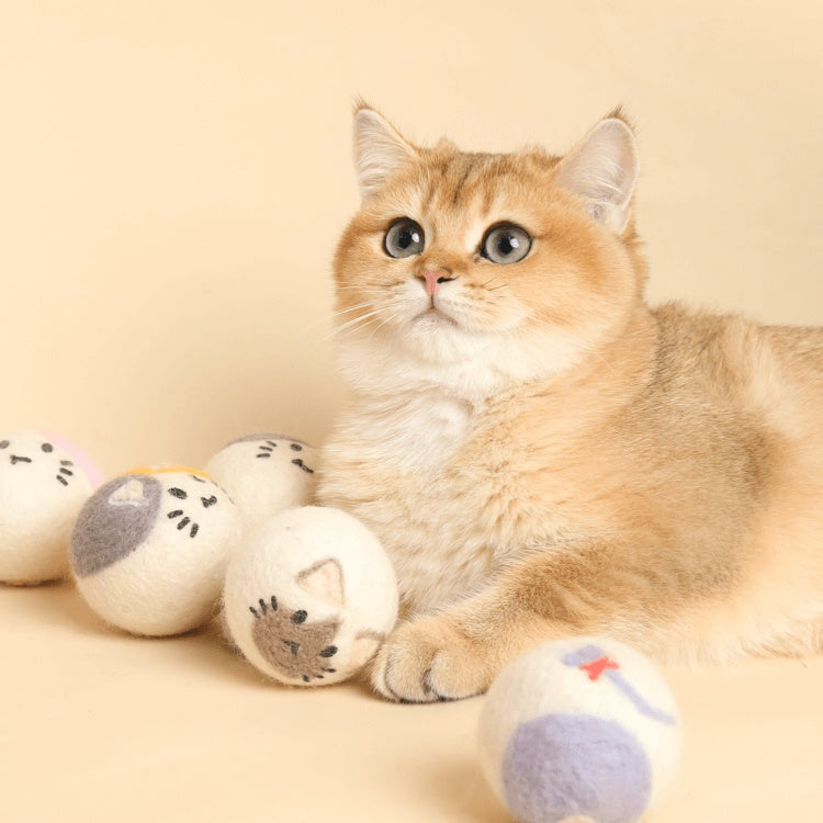 KFX-8777917 Interactive Catnip Wool Ball for Cats - Fun Cat-Shaped Toy, 5x5cm