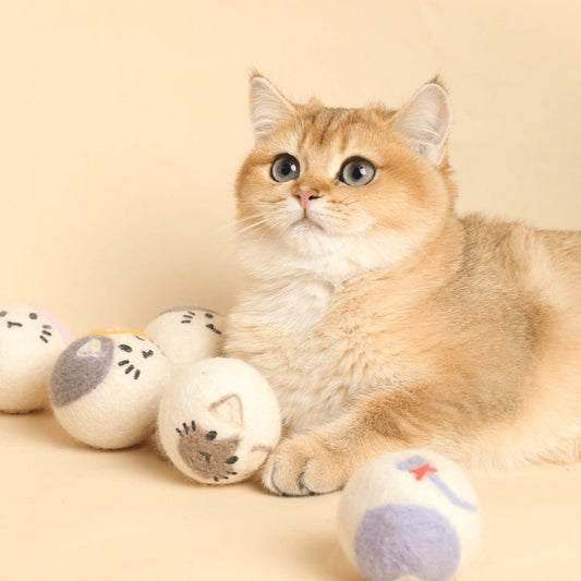 KFX-8777917 Interactive Catnip Wool Ball for Cats - Fun Cat-Shaped Toy, 5x5cm