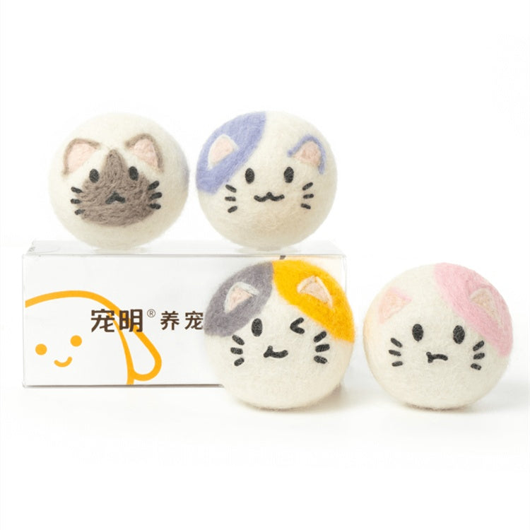 KFX-8777917 Interactive Catnip Wool Ball for Cats - Fun Cat-Shaped Toy, 5x5cm