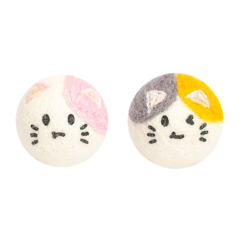KFX-8777917 Interactive Catnip Wool Ball for Cats - Fun Cat-Shaped Toy, 5x5cm
