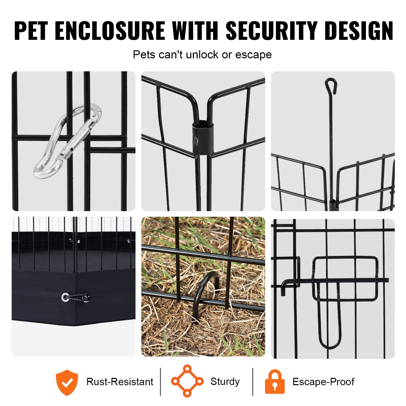 KFX-8778685 Foldable 4-Panel Dog Playpen with Waterproof Bottom Mat and Zippered Top Cover for Small Pets