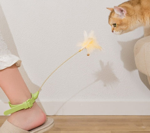 KFX-8779069 Cat Stick with Bell and Feather, Bite Resistant Kitten Toy for All Ages