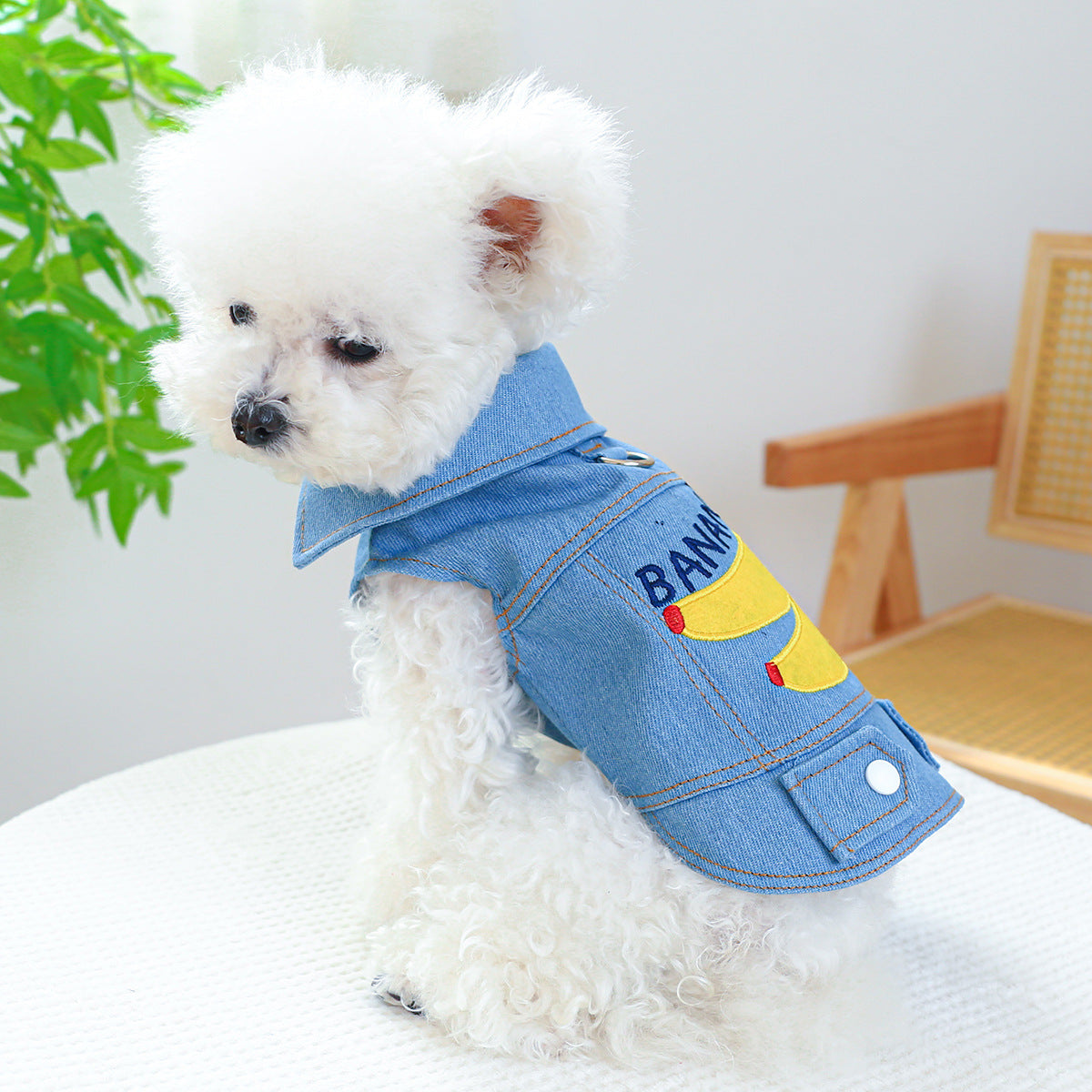 KFX-8779453 Banana Denim Pet Clothing for Small and Medium Dogs, XS to XL Sizes