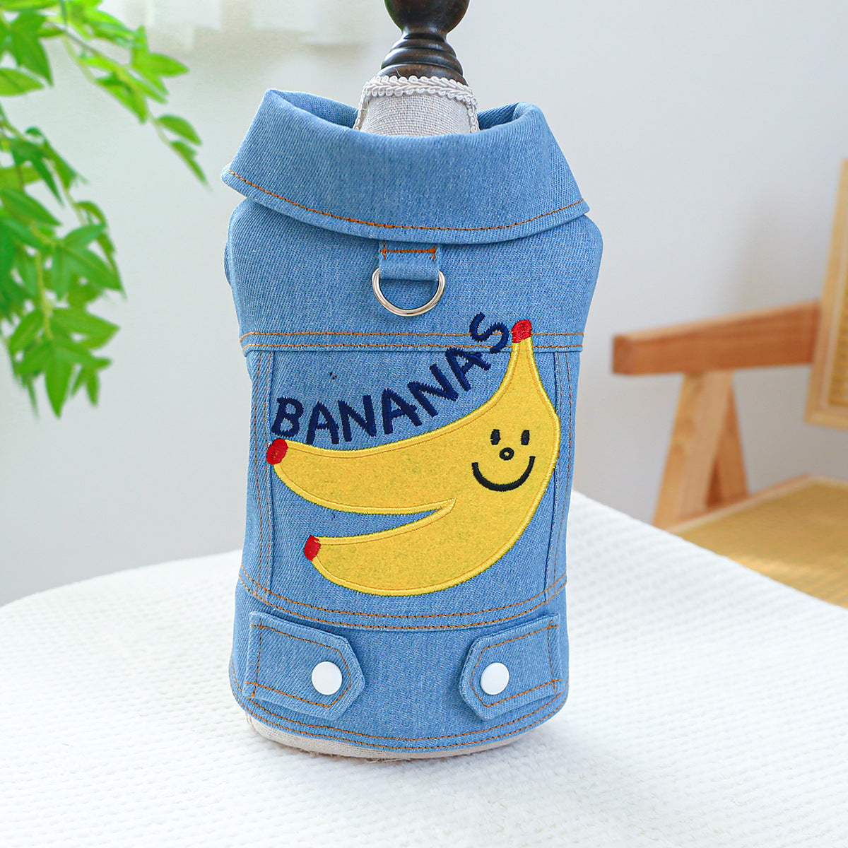 KFX-8779453 Banana Denim Pet Clothing for Small and Medium Dogs, XS to XL Sizes