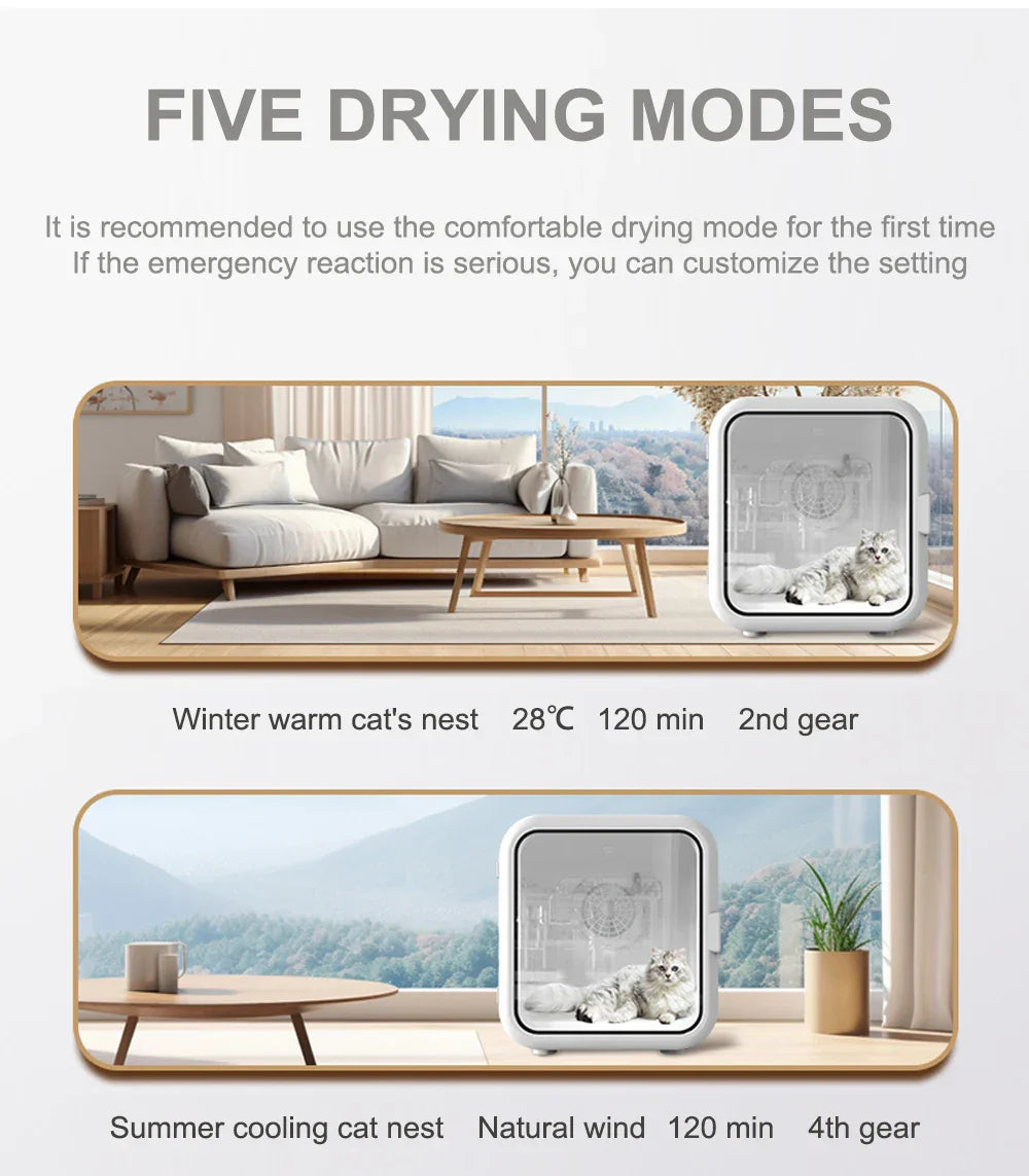 KFX-878035 Automatic Pet Dryer Box with Adjustable 360 Degree Airflow and Temperature for Small and Medium Pets