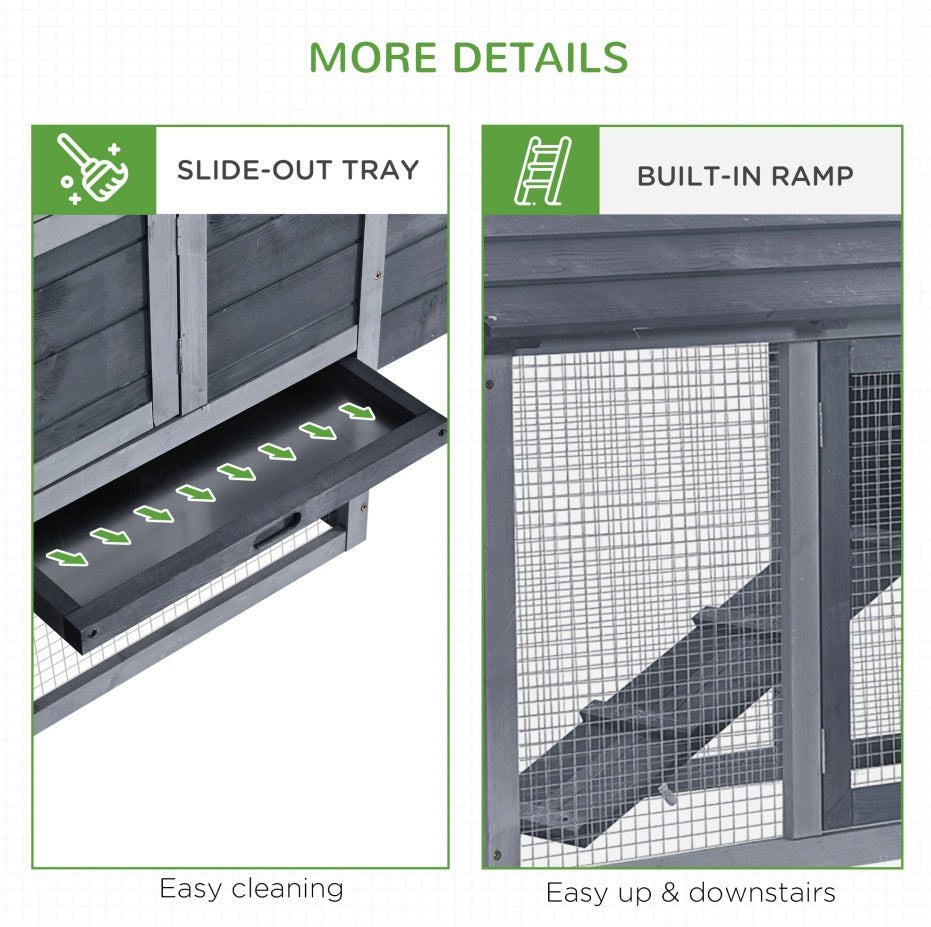 KFX-8780733 Outdoor Solid Wood Chicken Coop Kit with Ventilation - Gray Enclosed House