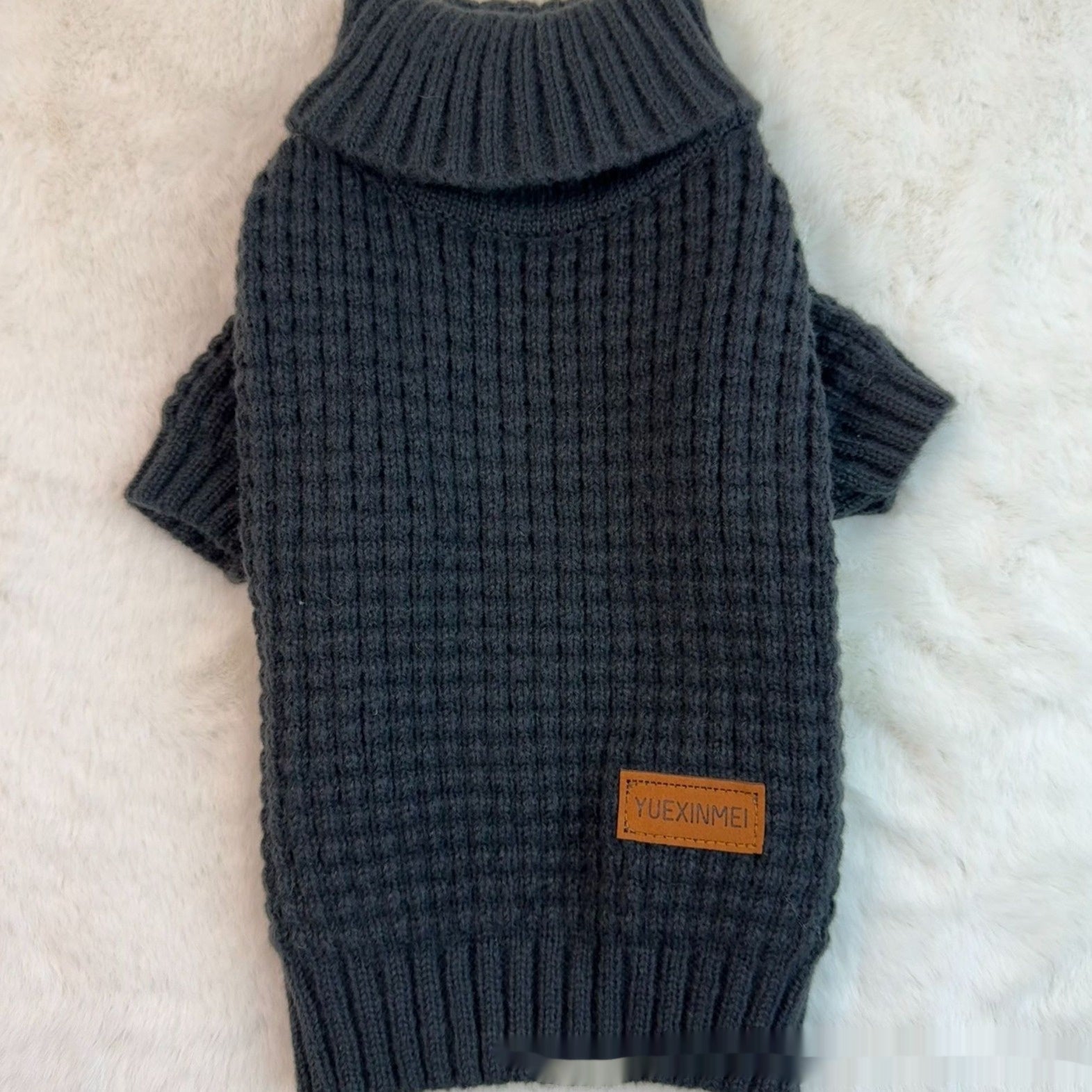 KFX-8782653 Cozy Pet Turtleneck Knitting Sweater for Cats and Dogs in Gray, Black, Yellow - Plush British Style