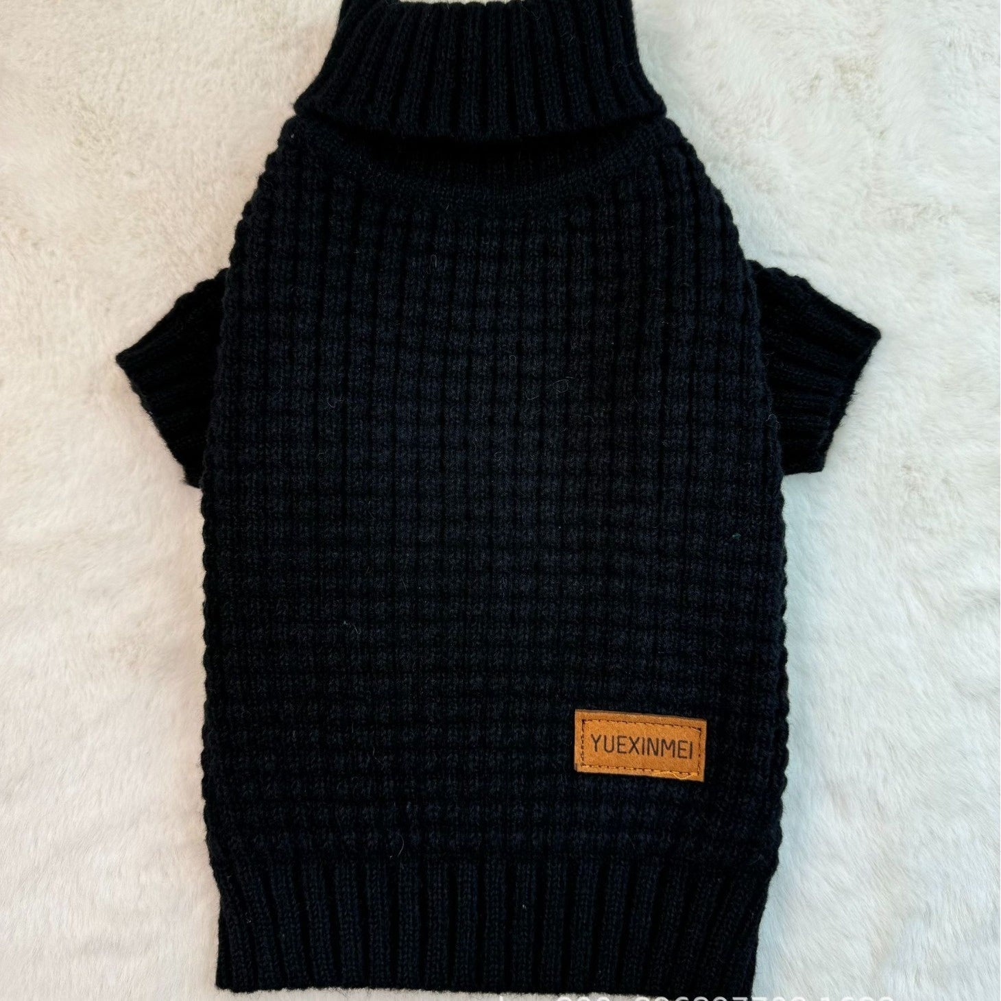 KFX-8782653 Cozy Pet Turtleneck Knitting Sweater for Cats and Dogs in Gray, Black, Yellow - Plush British Style