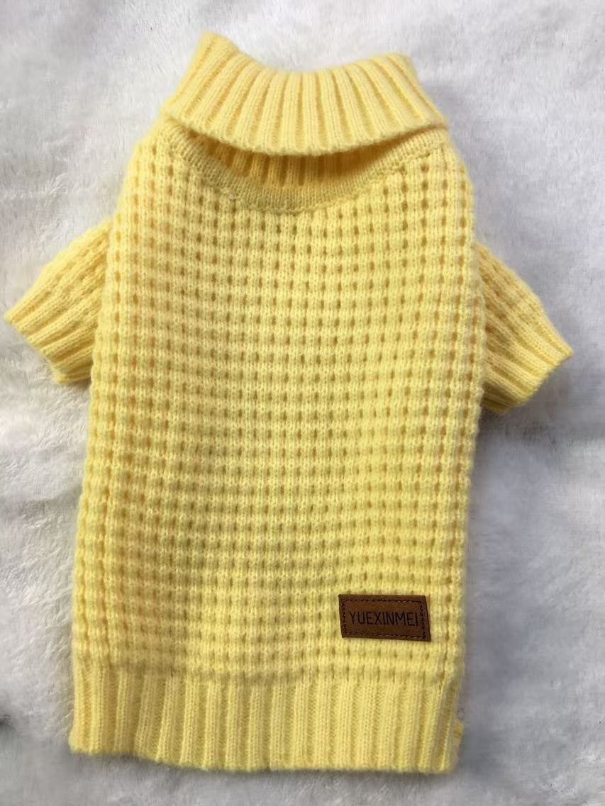 KFX-8782653 Cozy Pet Turtleneck Knitting Sweater for Cats and Dogs in Gray, Black, Yellow - Plush British Style