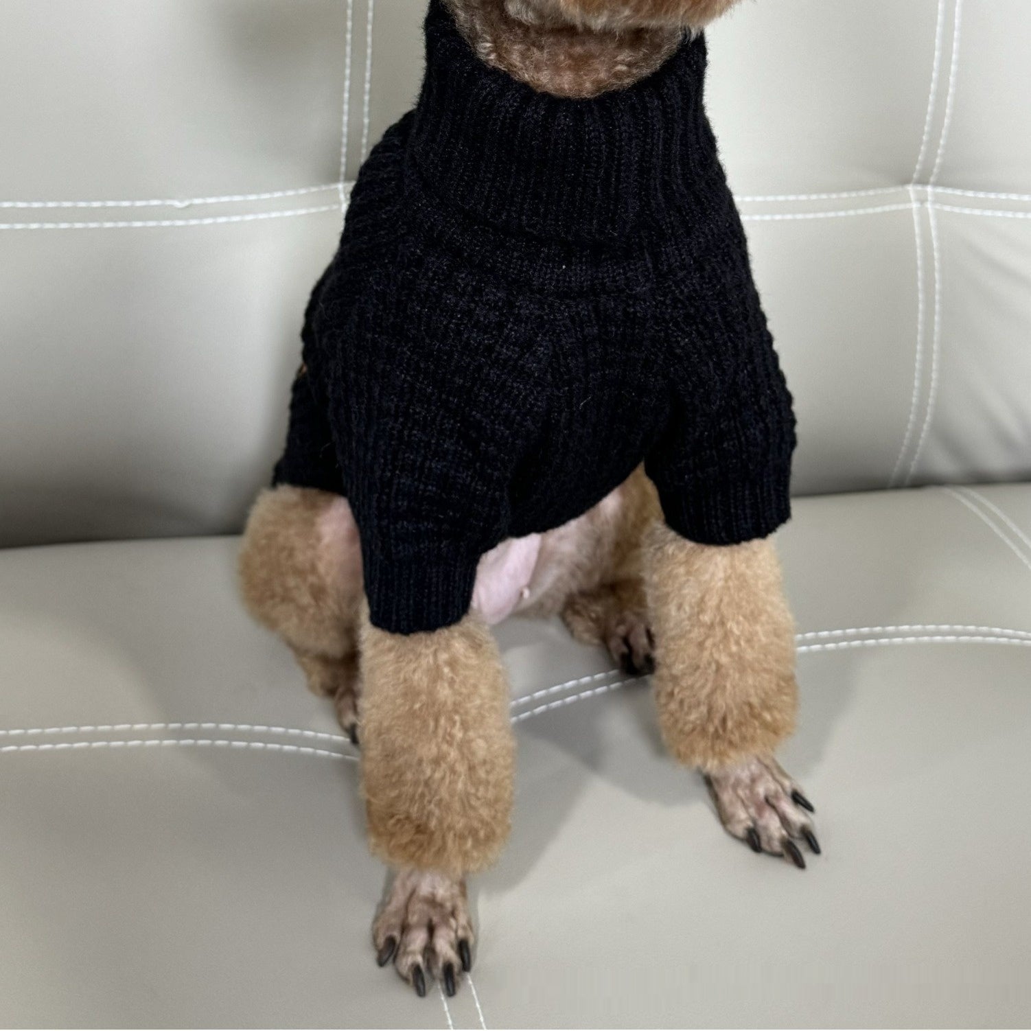 KFX-8782653 Cozy Pet Turtleneck Knitting Sweater for Cats and Dogs in Gray, Black, Yellow - Plush British Style