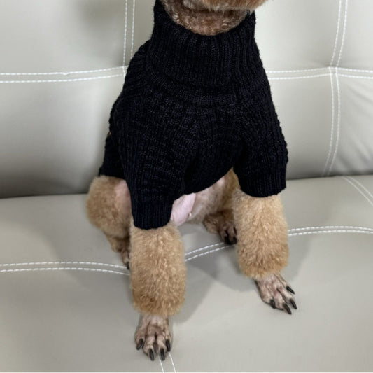 KFX-8782653 Cozy Pet Turtleneck Knitting Sweater for Cats and Dogs in Gray, Black, Yellow - Plush British Style