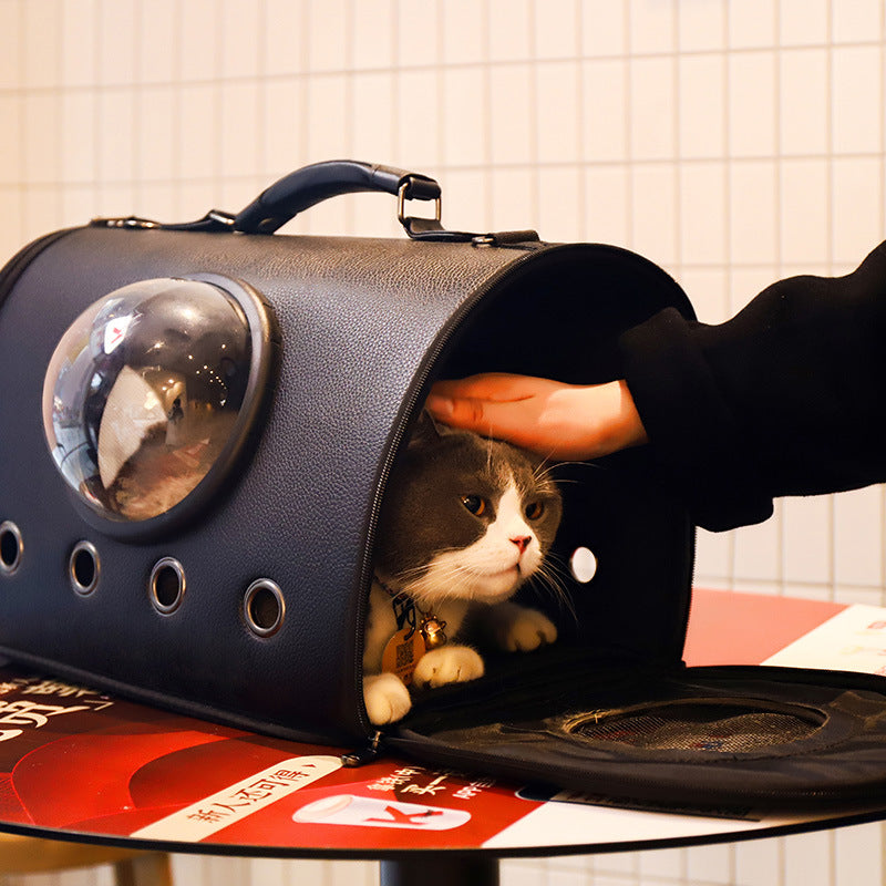 KFX-8786493 Portable Large-Capacity Cat and Dog Bag with Stylish Leather Design